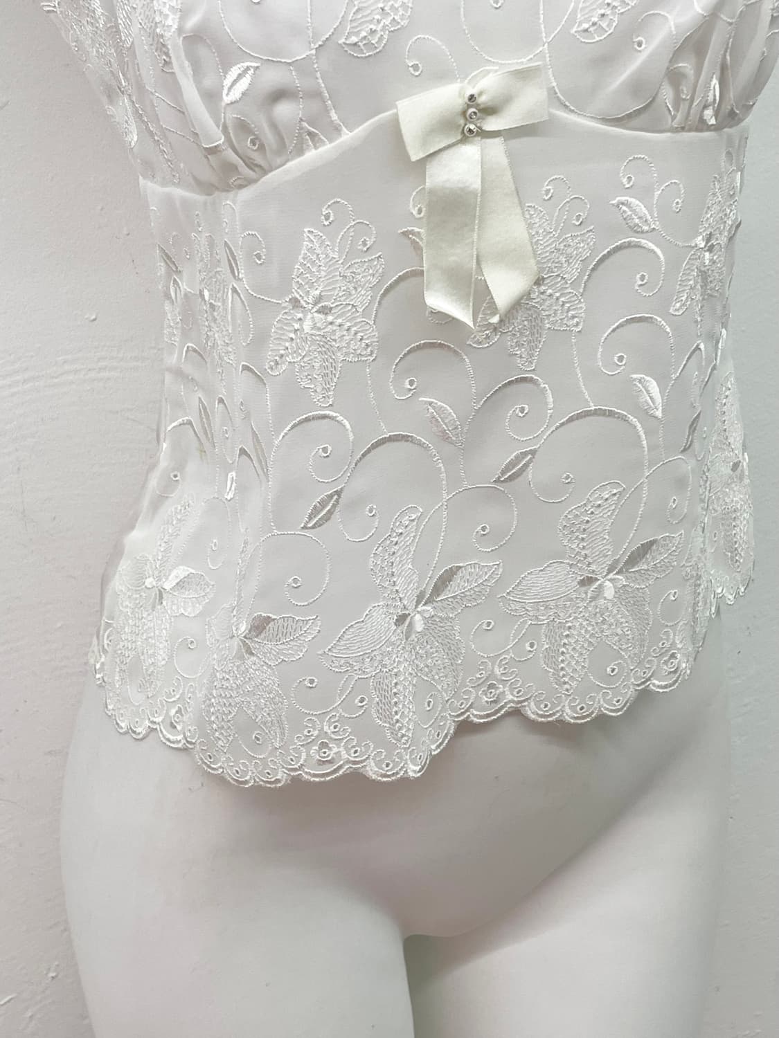 화이트페어리 자수 리본 슬립 상품이미지3