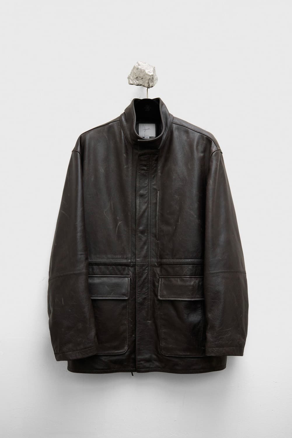 유스 하이넥 레더 하프코트 M 상품이미지1