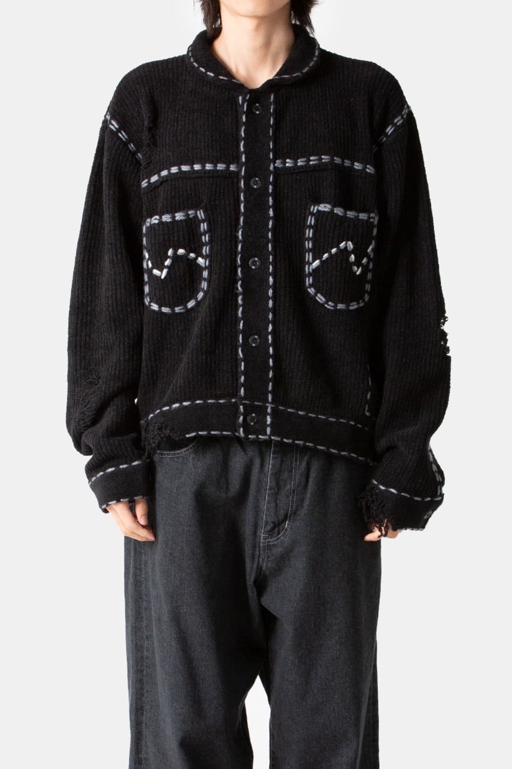 네이버후드 x 핀가린 세비지 니트 블랙 상품이미지3