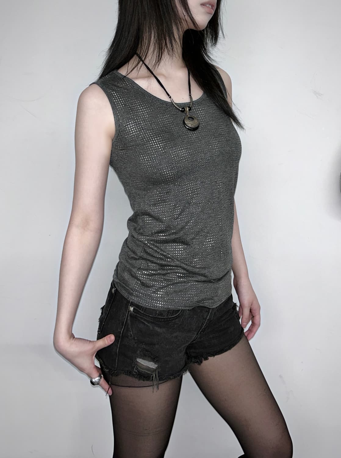 Full Cubic Grey Sleeveless 상품이미지3
