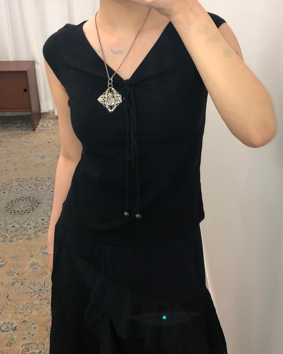 블랙 리본 나시 상품이미지2