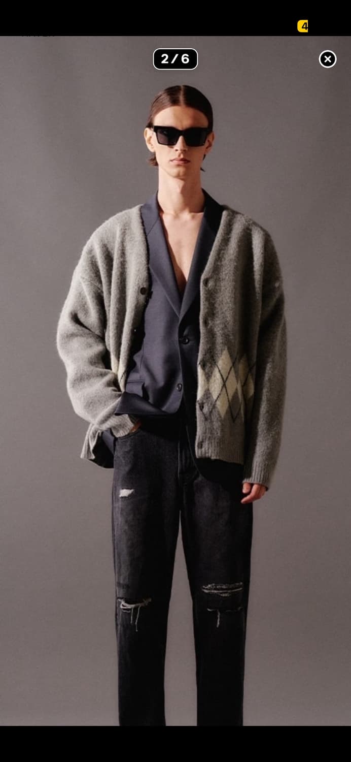 토니웩 아가일 가디건 그레이색 상품이미지1