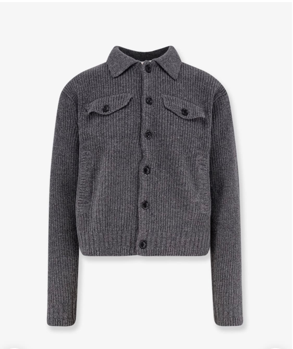 [L] 토니웩 니트 트러커 가디건 그레이 리브 울 코튼 메리노울 상품이미지5