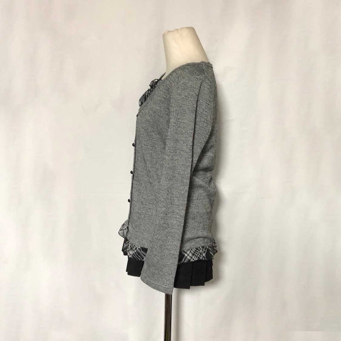 체크 로걀 블라우스 탑  그레이 상품이미지8