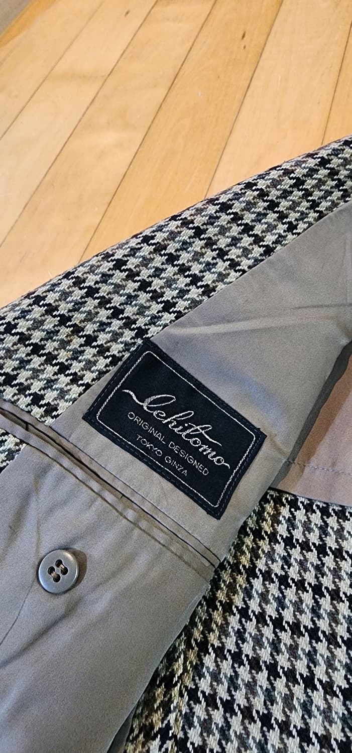 베이지 체크 모직자켓 M 상품이미지9