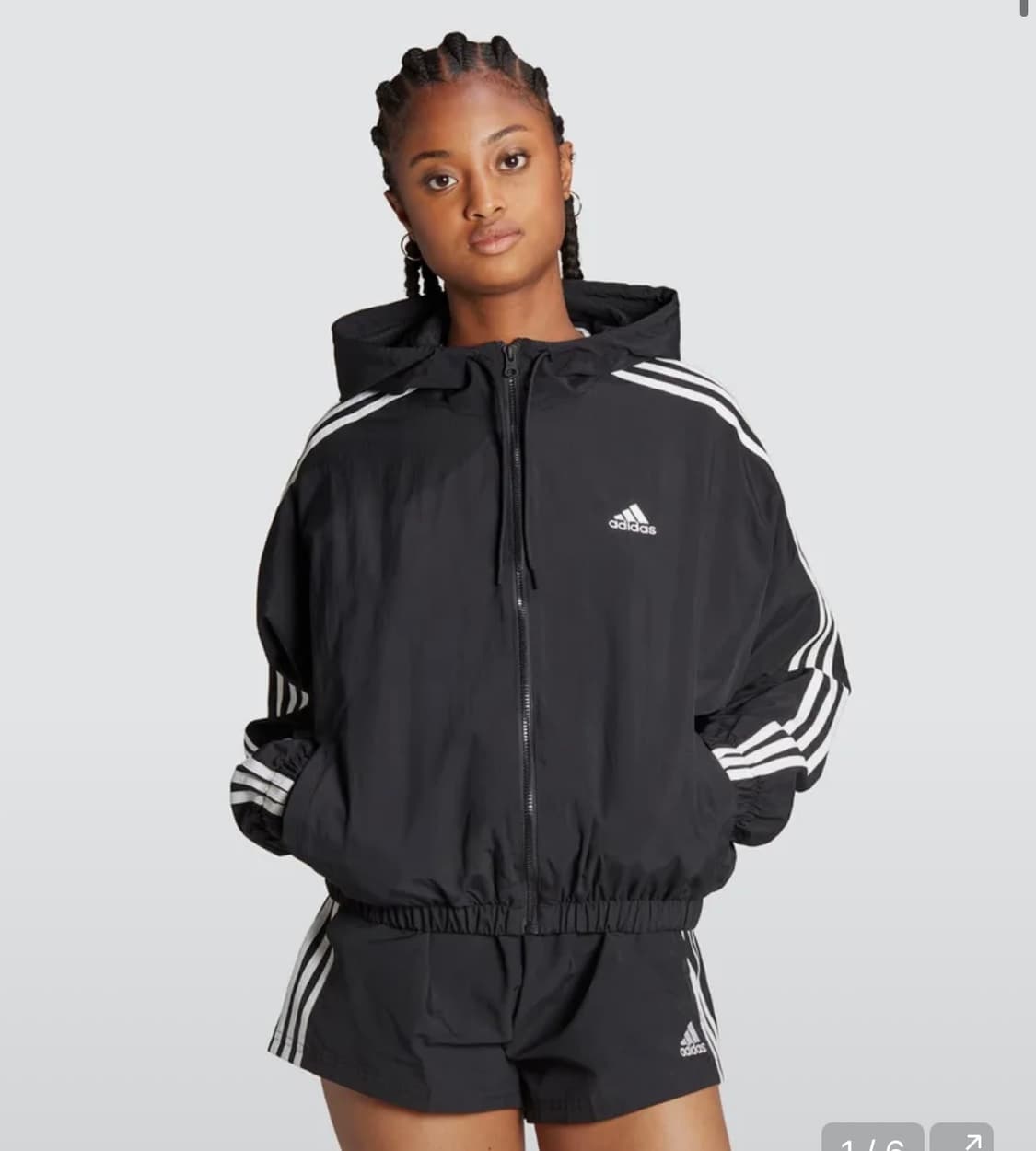 아디다스 바람막이 에센셜 3S 우븐 윈드브레이커 블랙 L 상품이미지3