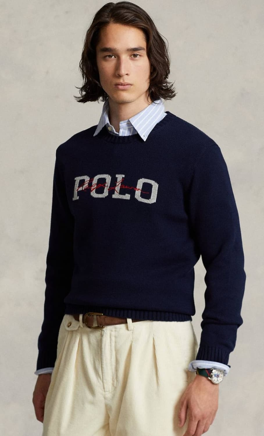 [M] 폴로 랄프로렌 로고 코튼 스웨터 블루 미개봉 새상품 상품이미지1