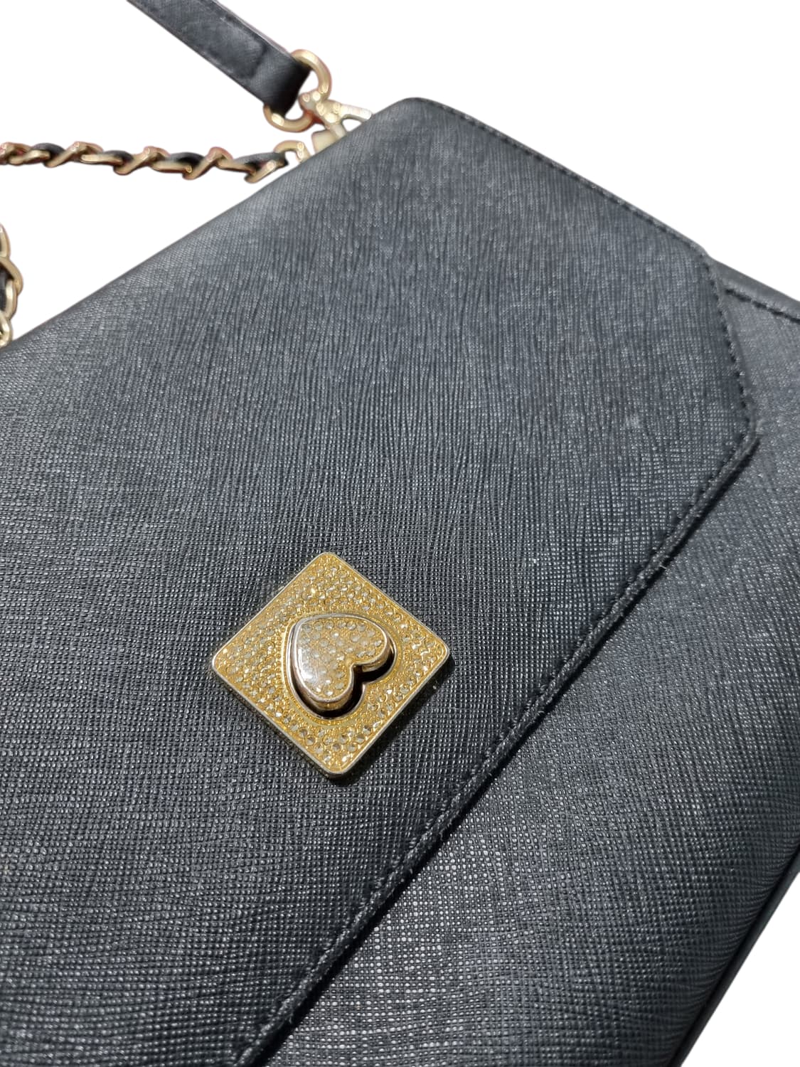 러브캣 블랙 체인 가죽 크로스백 상품이미지2