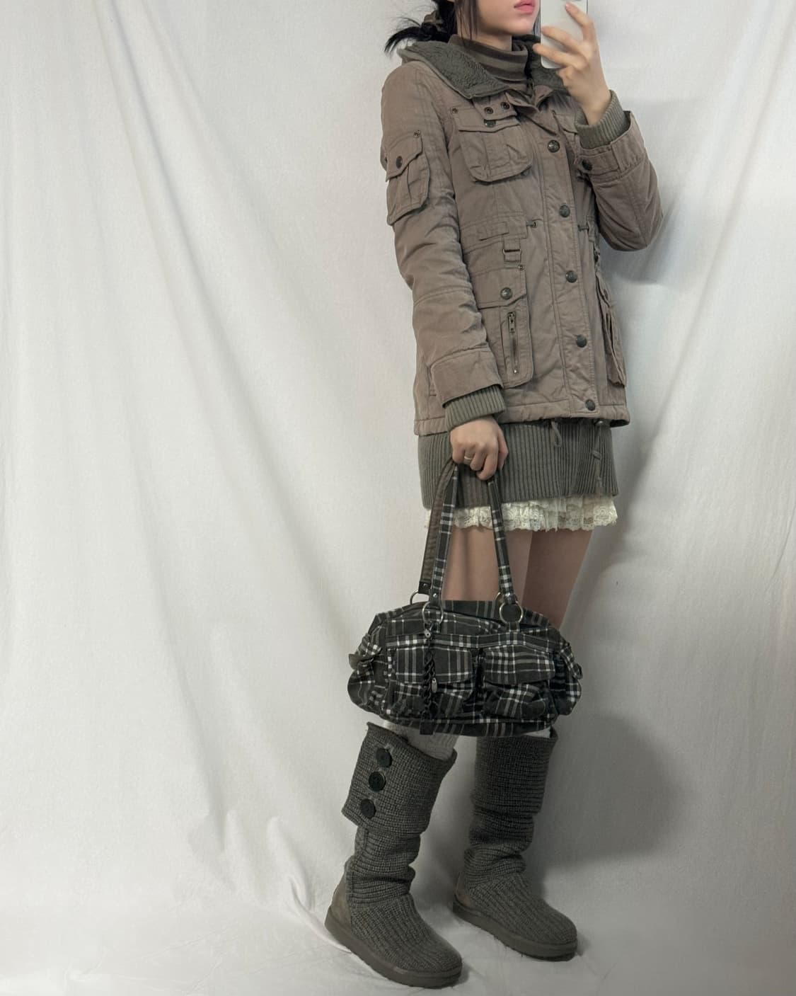 하이 넥 스트링 유틸리티 히든 후디드 자켓 상품이미지3