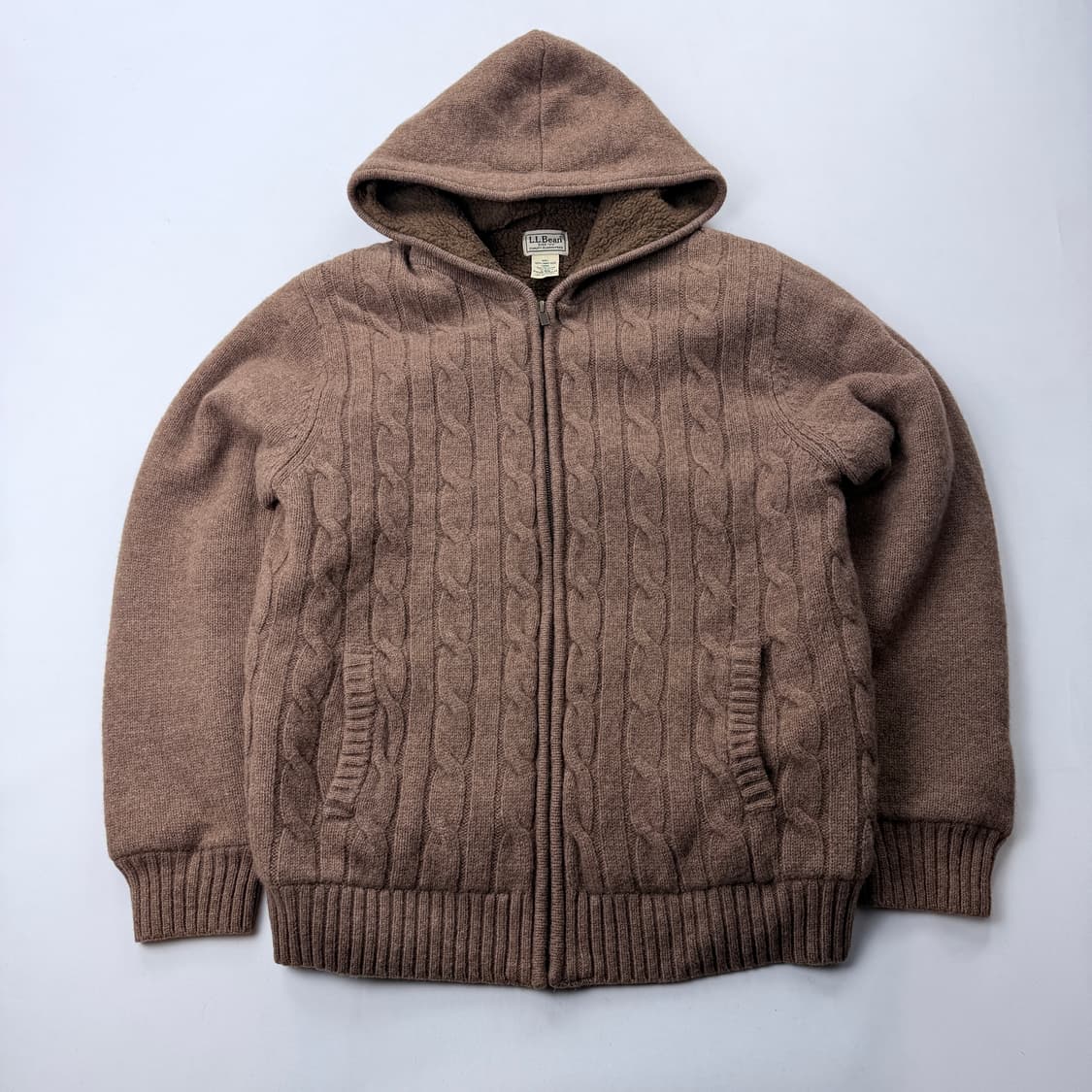 90s L.L.Bean 꽈배기 울 니트 후드집업 상품이미지1