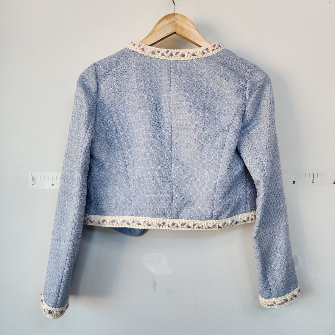 레니본 트위드 크롭 자켓 블루 상품이미지4