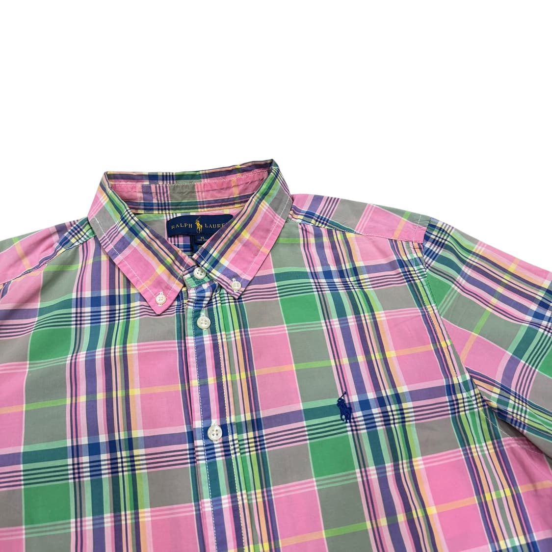 폴로 랄프로렌 반팔 체크 셔츠 남방 핑크 XL 상품이미지2