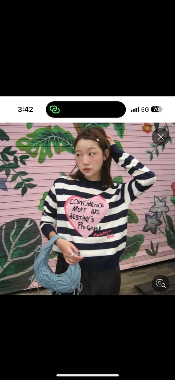 앤더슨벨 하트 스트라이프니트 S 상품이미지1