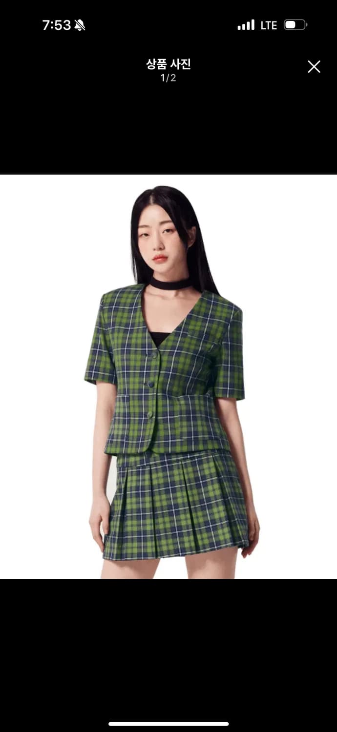 Oioi collection 체크 반팔 자켓 상품이미지1