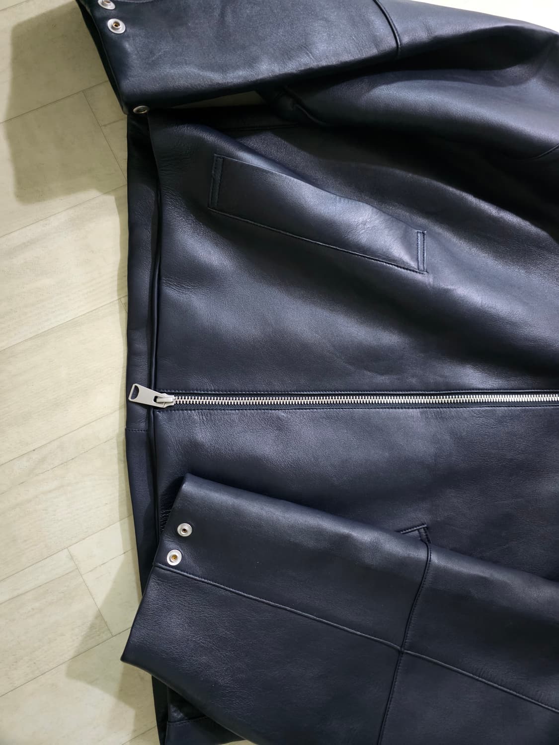 자라 리미티드에디션 램스킨 리얼 레더 후드 집업 s-m 상품이미지5