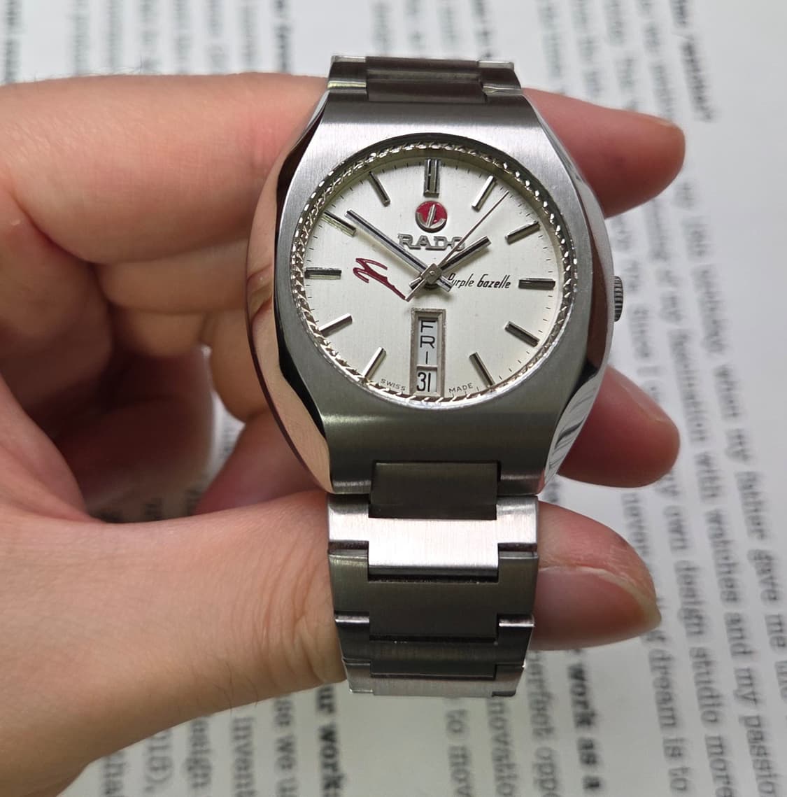 빈티지 라도 퍼플가젤 실버판 데이데이트 오토매틱 남성용 브레이슬릿 ver 상품이미지2