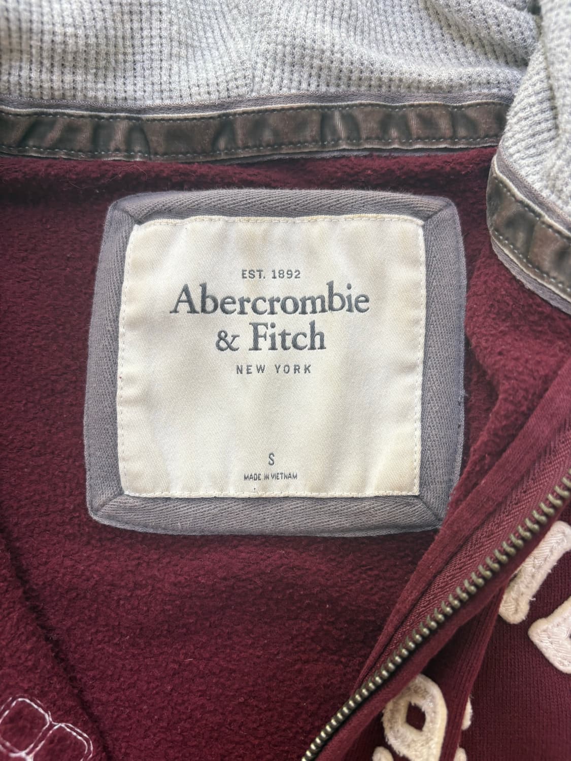 아베크롬비 후드집업 딱붙핏 s 버건디 상품이미지2