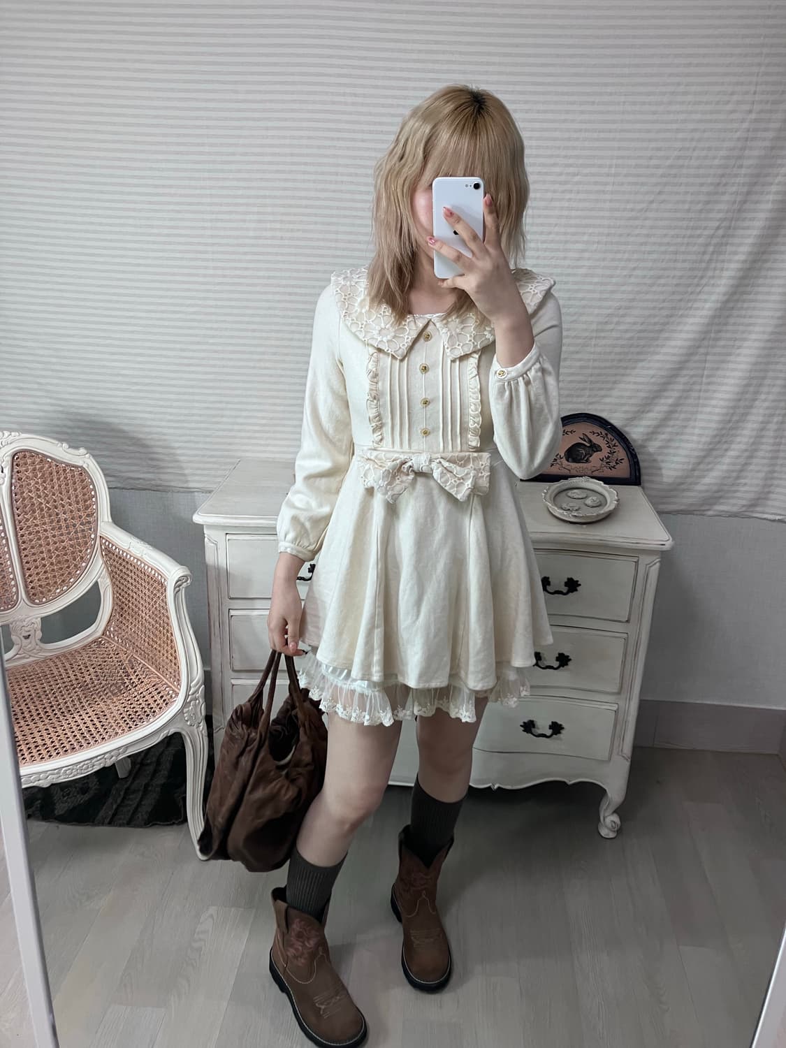 Lizlisa ivory princess ribbon one-piece 상품이미지4