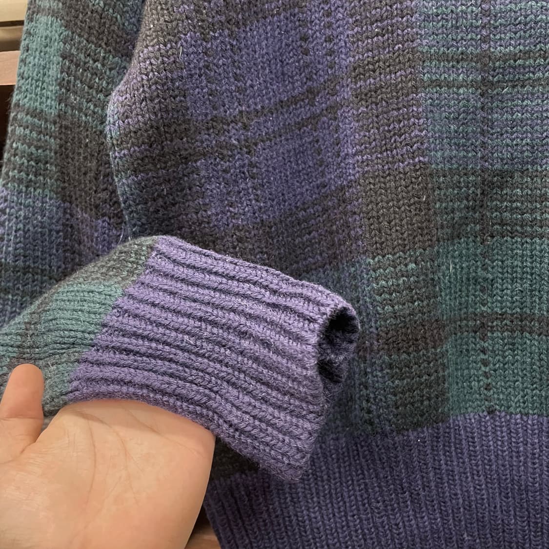 90s 폴로 랄프로렌 멀티 체크 헤비 울 니트 스웨터 컨트리 상품이미지4