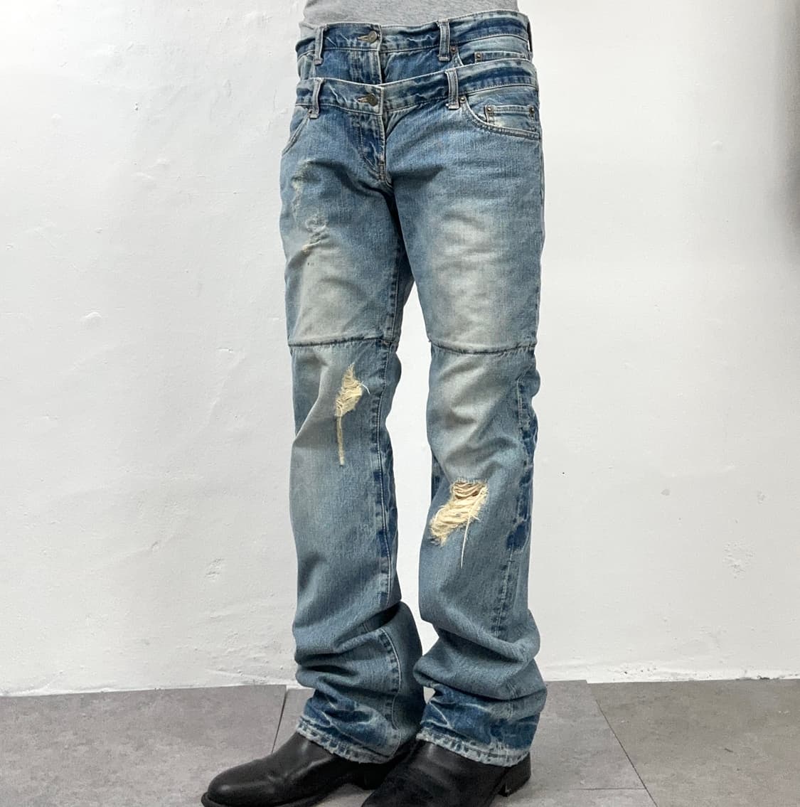 PPFM Double Waist Distressed Denim 상품이미지1
