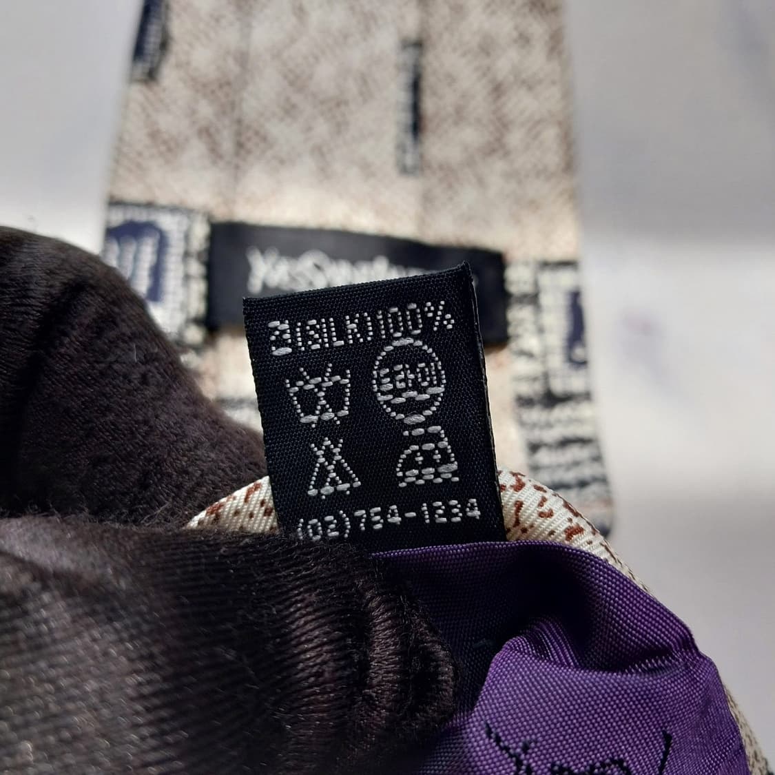 입생로랑 실크 베이지 패턴 넥타이 9.9cm A~B등급 K2376 상품이미지6