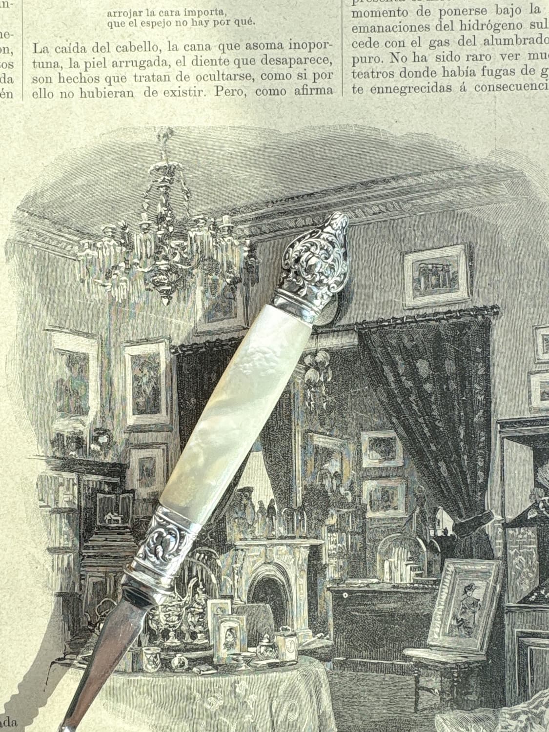 1890s 앤틱 실버플레이트 마더오브펄 올리브 포크 상품이미지2