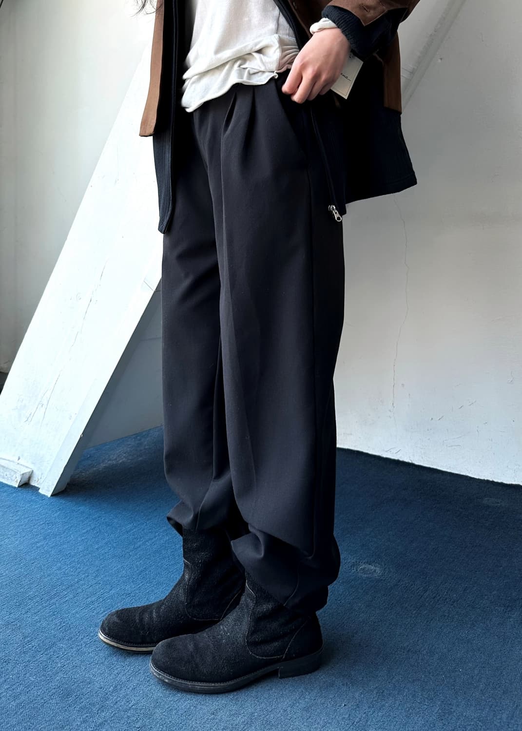 Poly rayon 2 tuck wide straight easy tro 상품이미지4