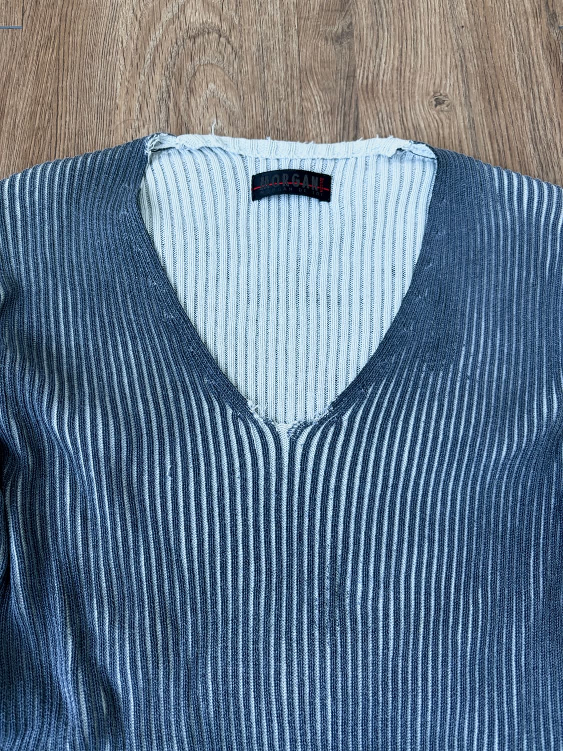 모건(Morgan) 빈티지 슬림 니트 - 투톤 골지 - Y2K / 그런지 상품이미지2