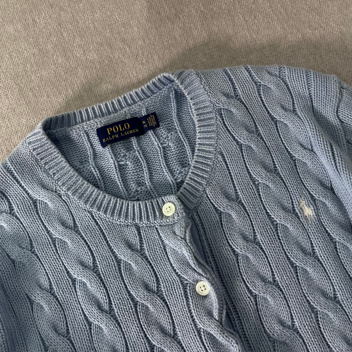 W 100 폴로랄프로렌 스카이블루 꽈배기 가디건 상품이미지2