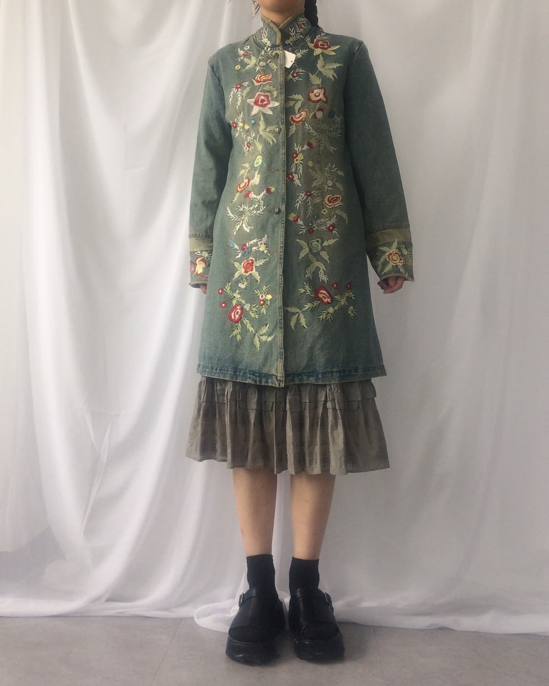 Orientla mood needle work high neck deni 상품이미지8