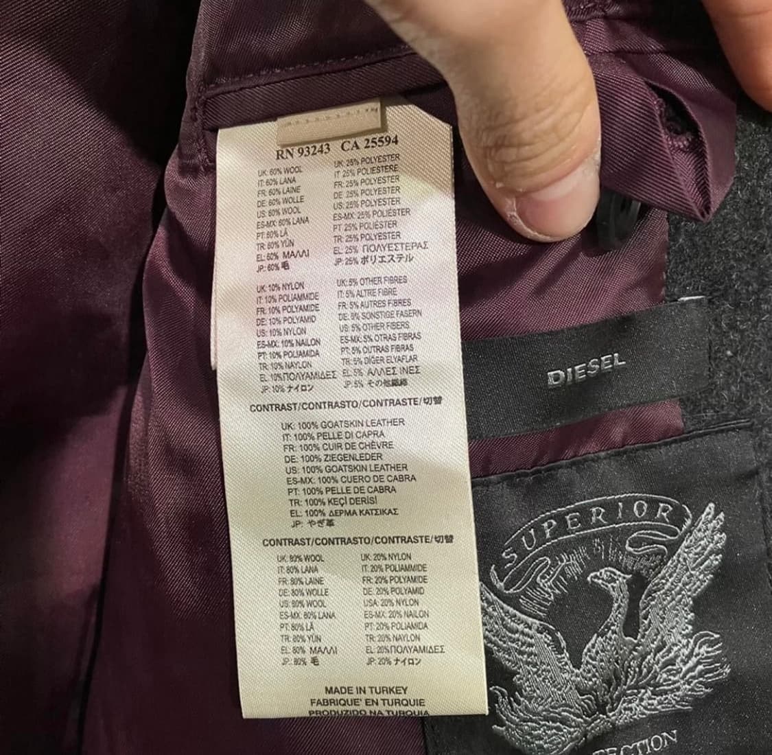 디젤 암 레더 코트 상품이미지4