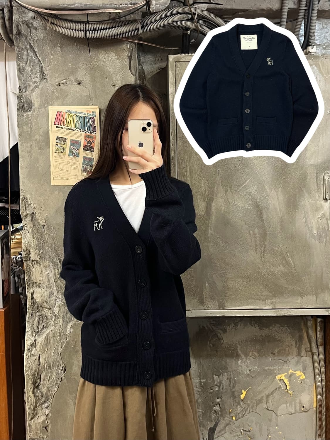 아베크롬비 가디건 네이비 M #csz763 상품이미지1