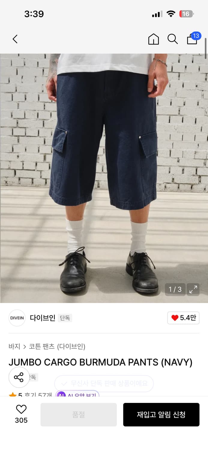 1 다이브인 점보카고 버뮤다 팬츠 상품이미지2