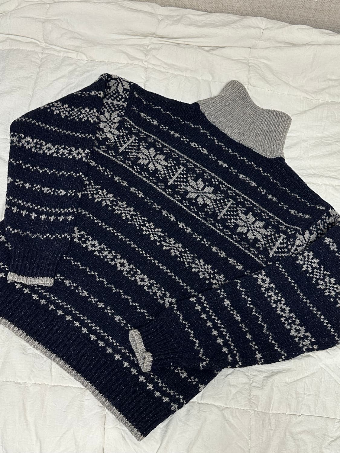 JP 노르딕 패턴 니트 반 집업 하프집업 라지 상품이미지2