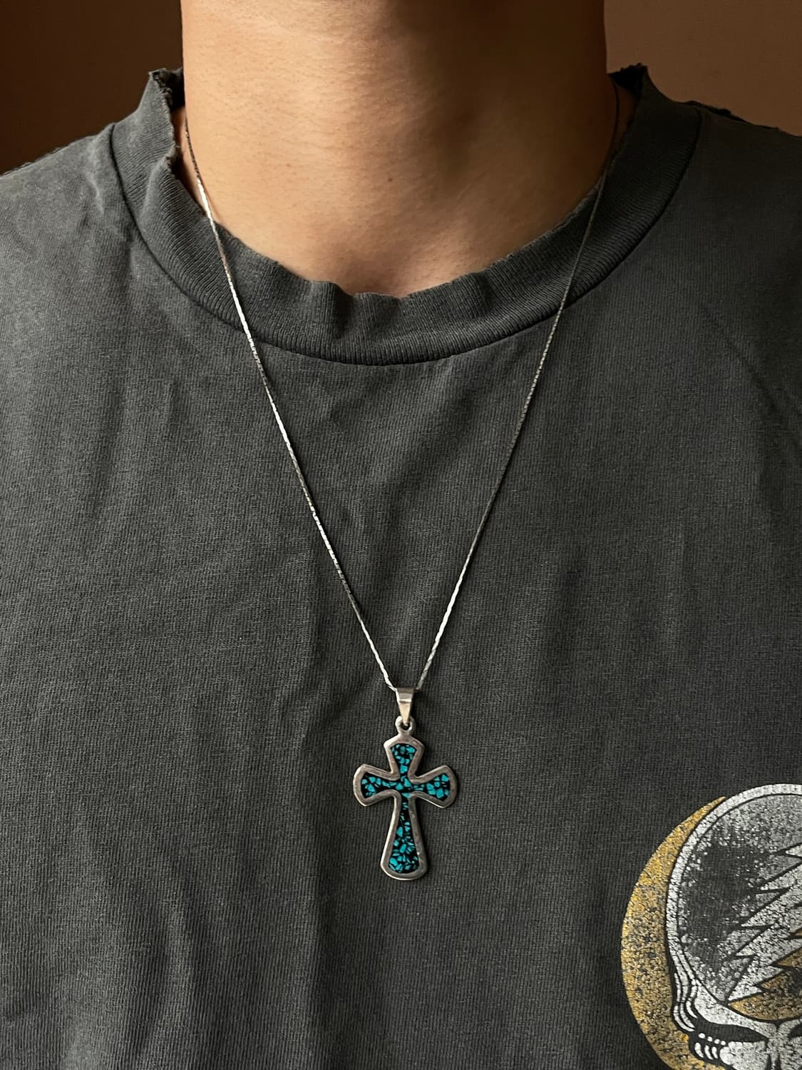 VintageSterling Turquoise Cross Pendant  상품이미지2