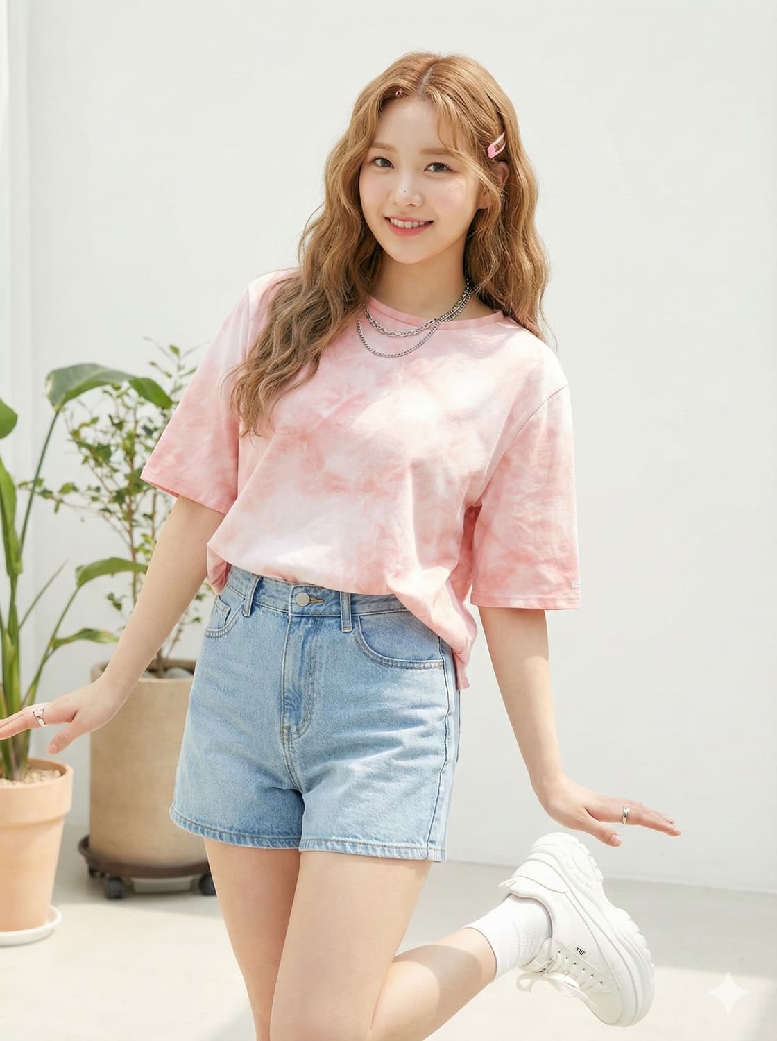 질스튜어트 핑크색 타이다이 반팔 티셔츠_105 상품이미지1