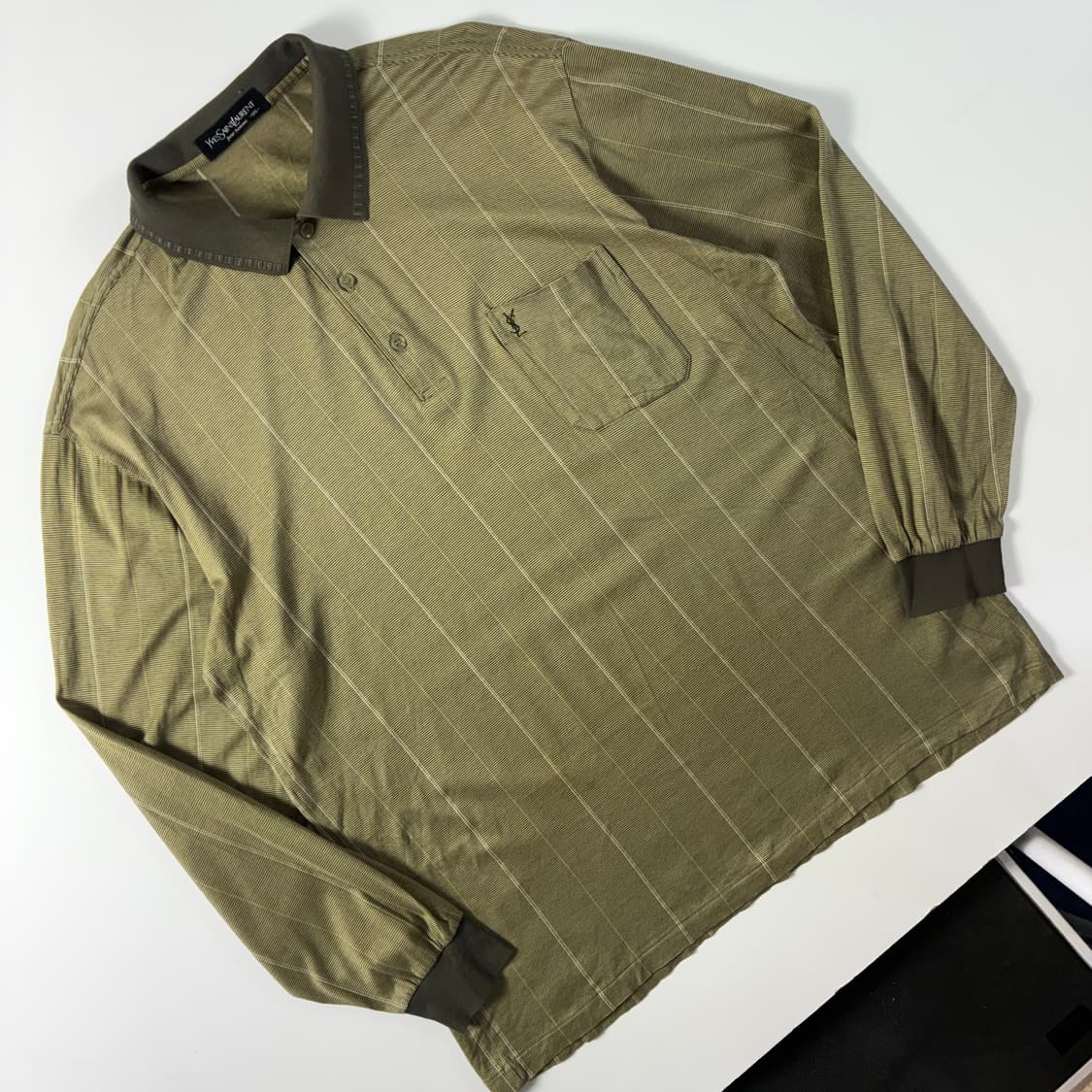 YSL  입생로랑 뿌르옴므 자수 코튼 올리브카키 카라 티셔츠  상품이미지2