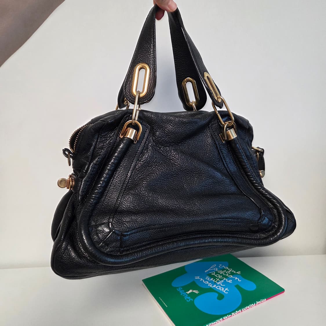 chloe 끌로에 정품 미디움 파라티백 금장 블랙 토트 숄더 상품이미지2