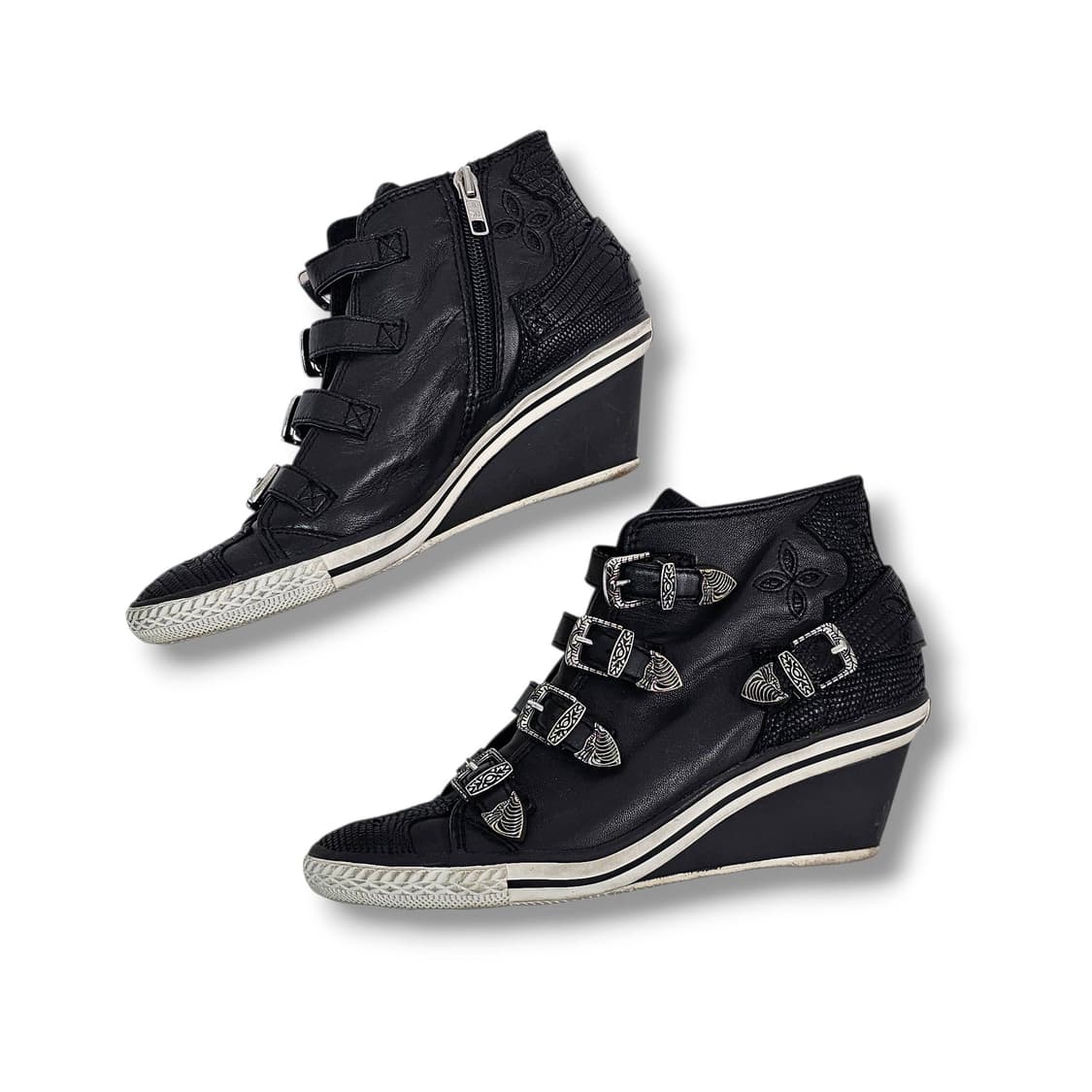 38 Ash 아쉬 블랙 페이즐리 버클 웨지 스니커즈 상품이미지1