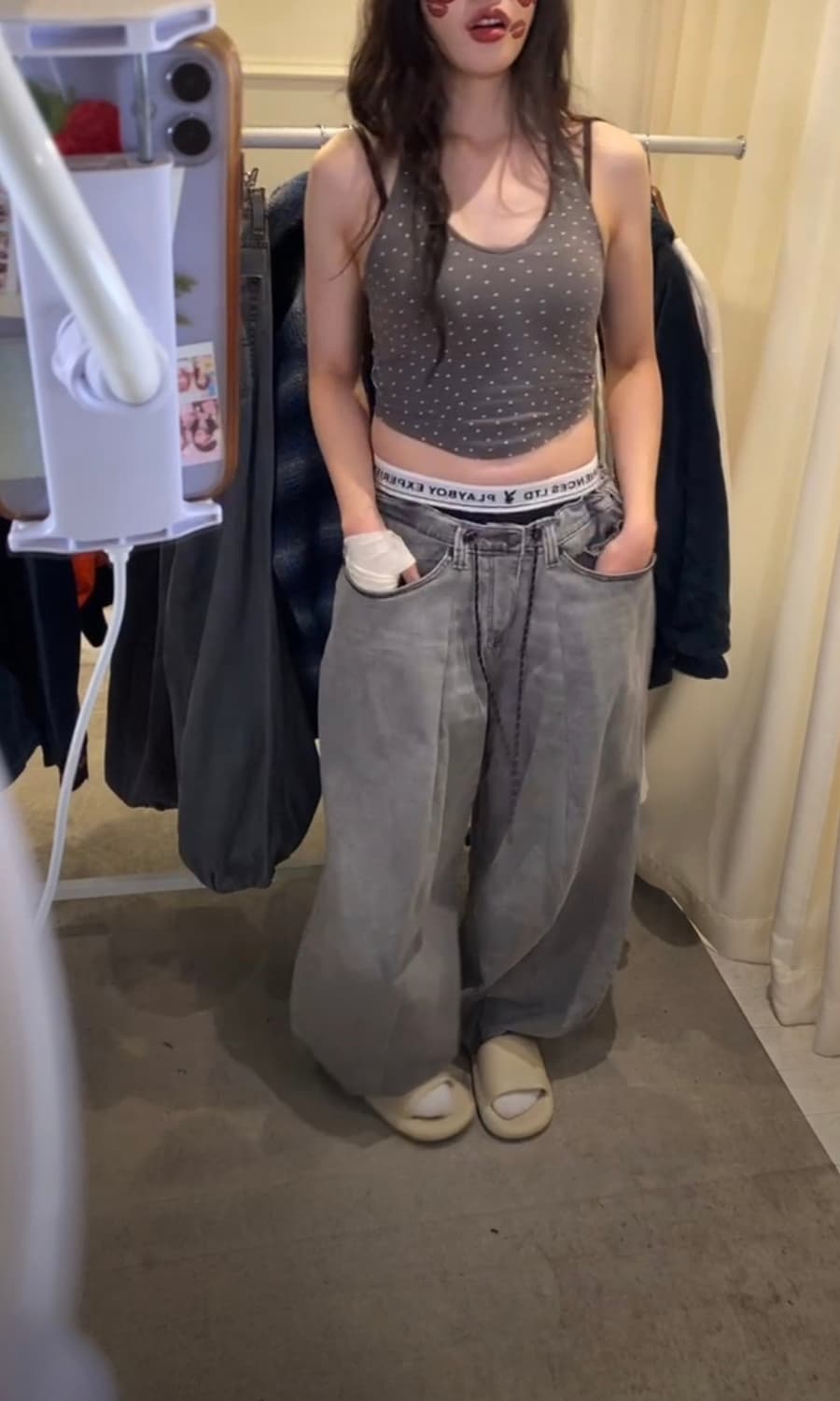 와걸 커팬 두붙바 흑청데님 y2k 상품이미지1