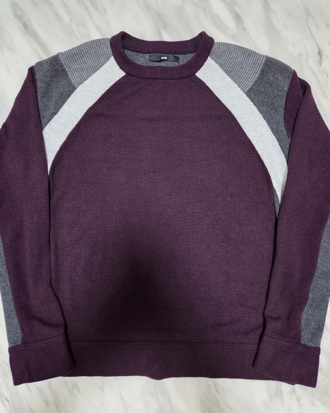 시스템옴므 버건디 배색 니트 상품이미지1