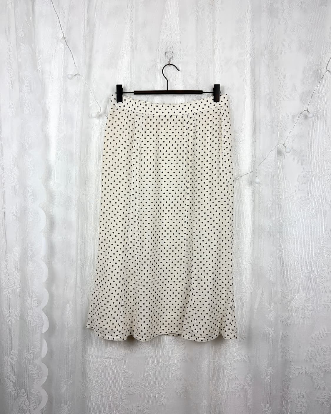 Polka Dot Linen Blend Midi Skirt 상품이미지3
