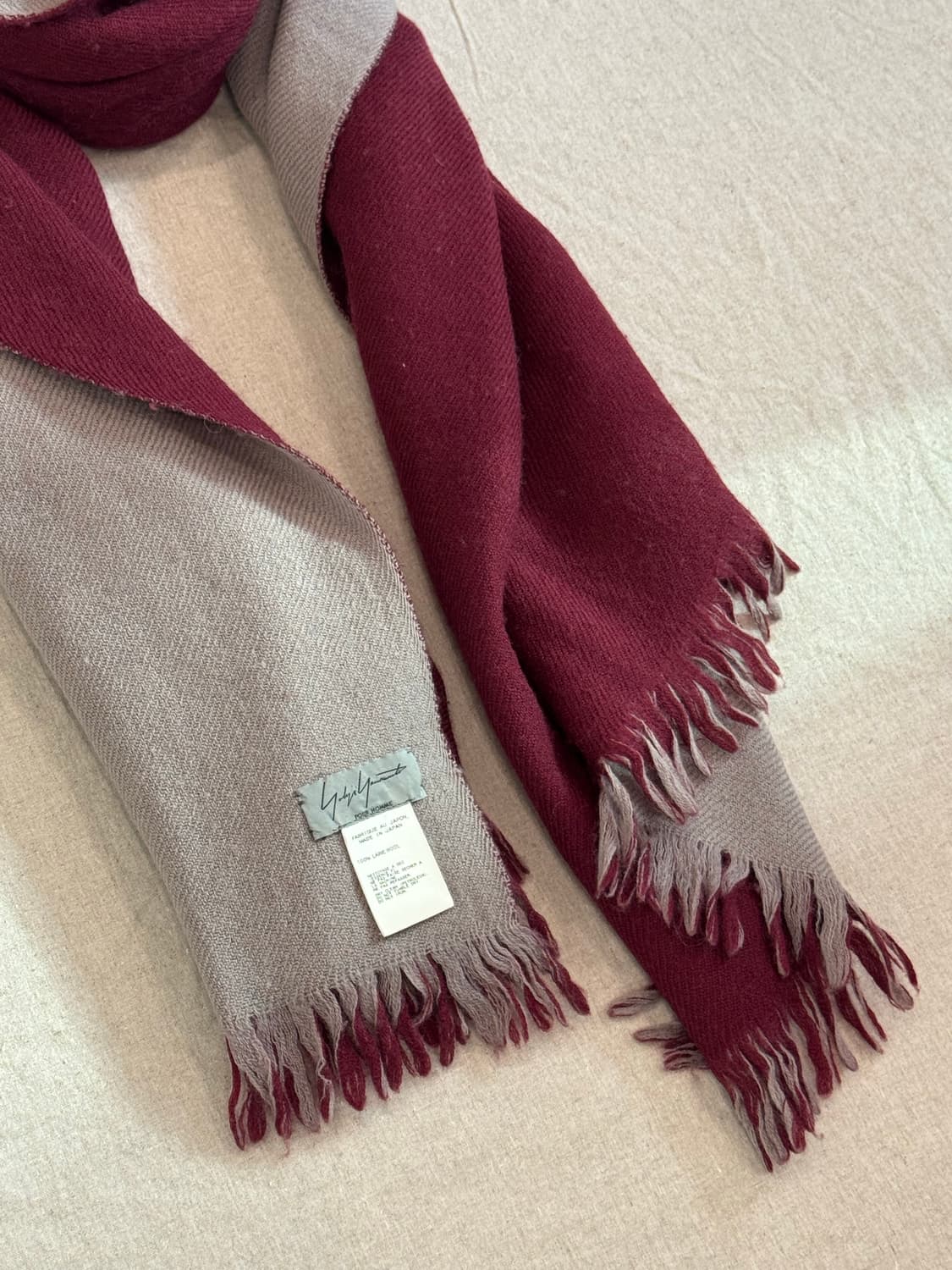 요지야마모토 뿌르옴므 바이컬러 울 머플러 상품이미지4