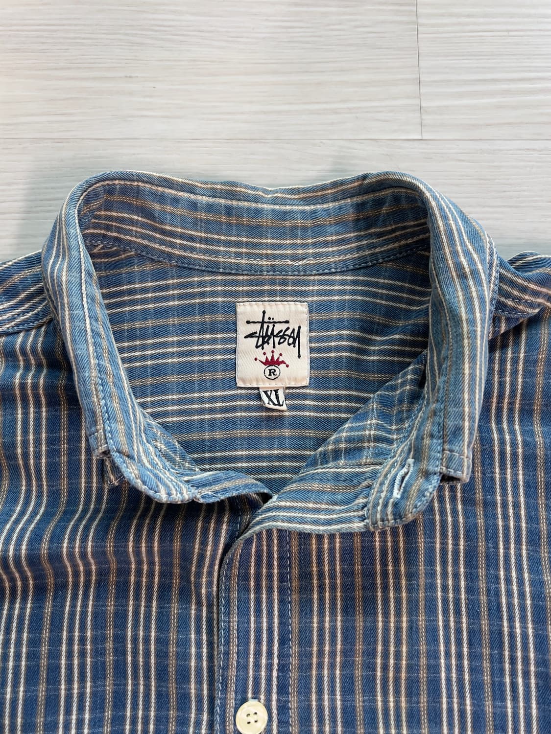 [XL] 90s 스투시 크라운택 블루 체크 셔츠 상품이미지4