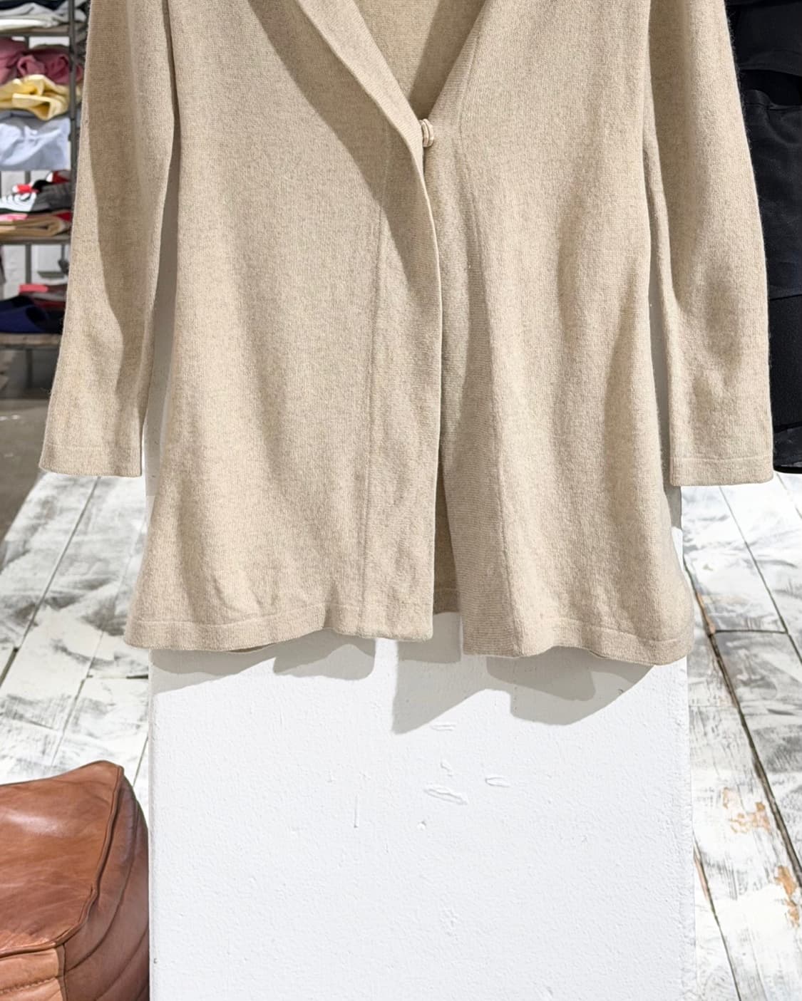 엘리 타하리 베이지 캐시미어 오픈 카라 롱슬리브 상품이미지5