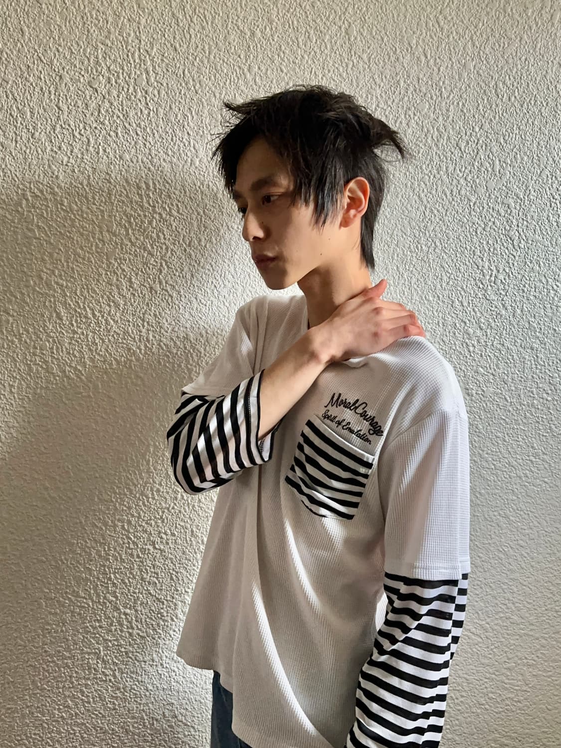 Roddole 와플 스트라이프 롱 슬리브 상품이미지1