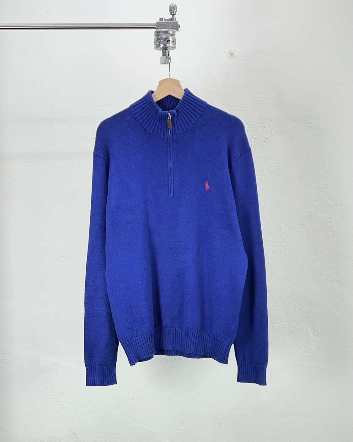 폴로 랄프로렌 로얄 블루 하프 코튼 집업 니트 스웨터 상품이미지1