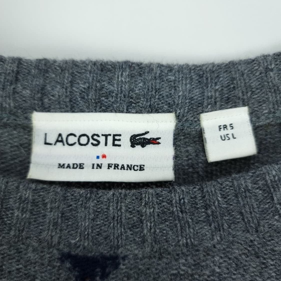 [라코스테] 로고 패치 아가일 체크 니트 그레이 M18978 상품이미지7