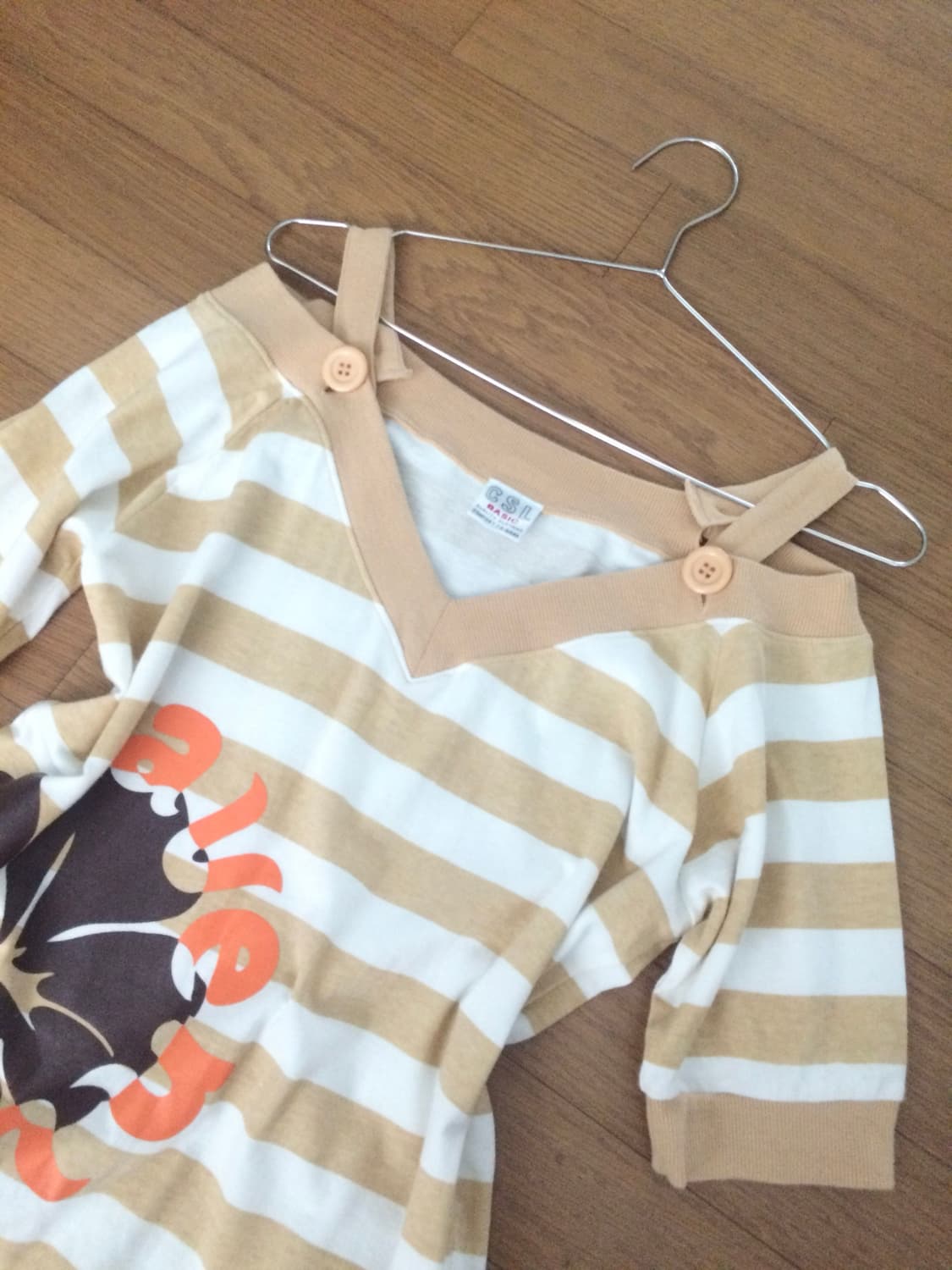 Gal Button Stripe Top 히비스커스 갸루 탑 상품이미지2