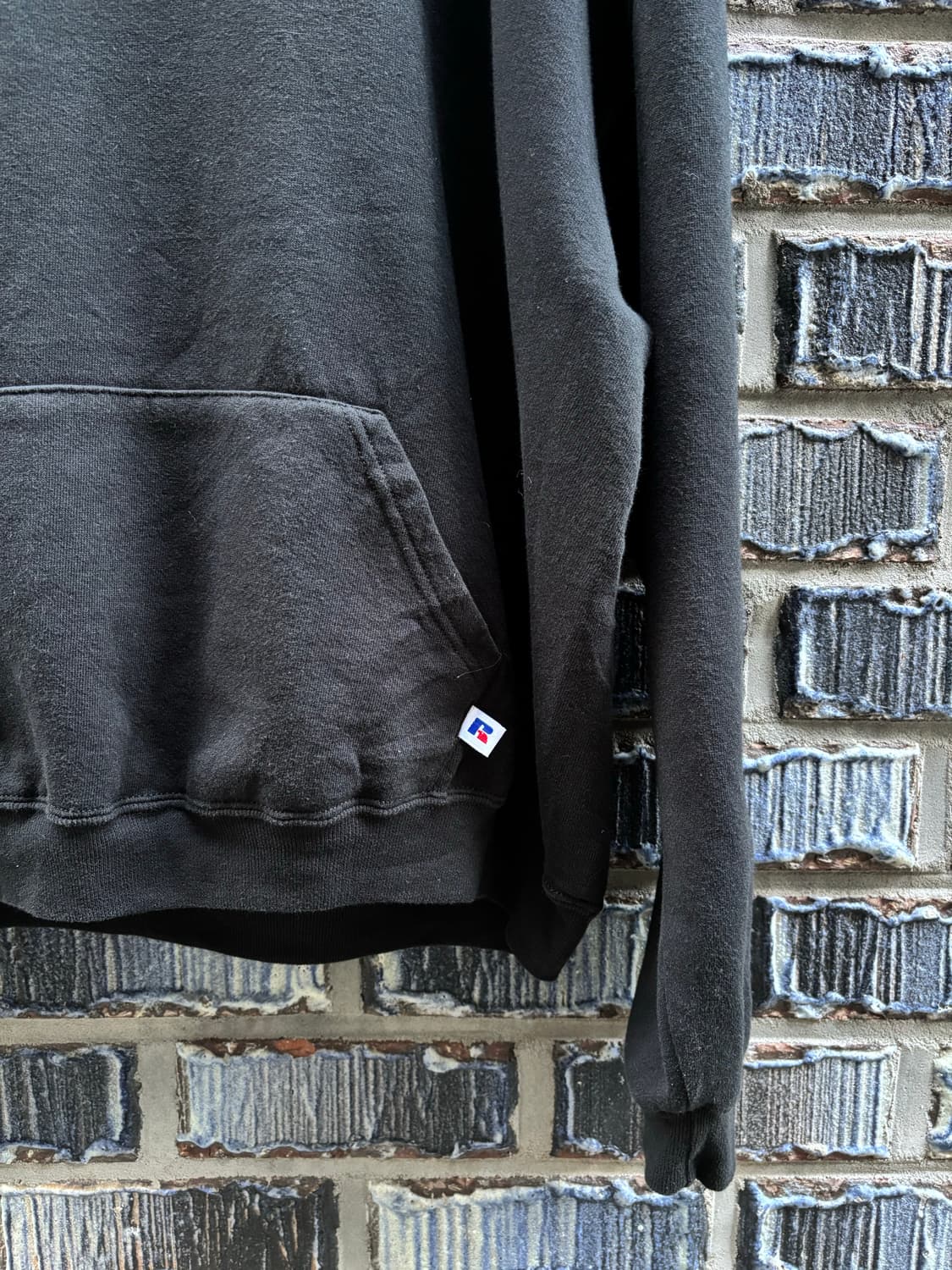 00s 러셀 빈티지 후디 무지 블랙 상품이미지3